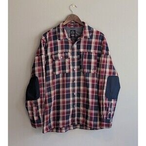 Wrangler ATG Men’s Large Red Plaid Button Up Shirt All Terrain Gear Long Sleeve